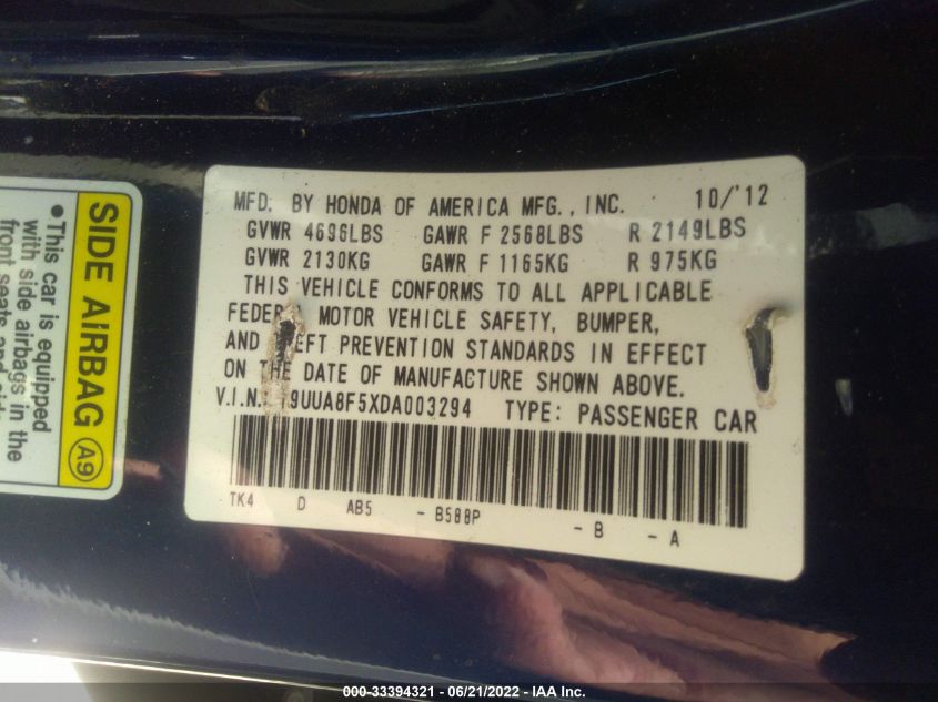 2013 ACURA TL TECH 19UUA8F5XDA003294