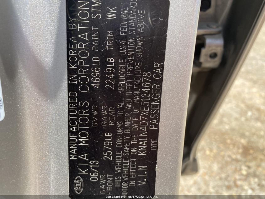 2014 KIA CADENZA PREMIUM KNALN4D7XE5134678