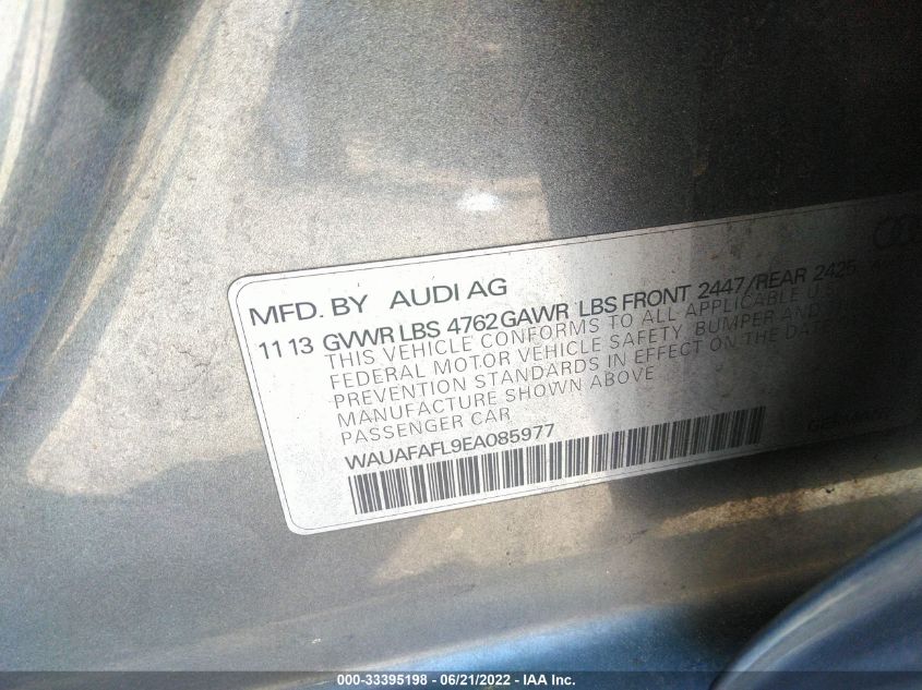 2014 AUDI A4 PREMIUM WAUAFAFL9EA085977