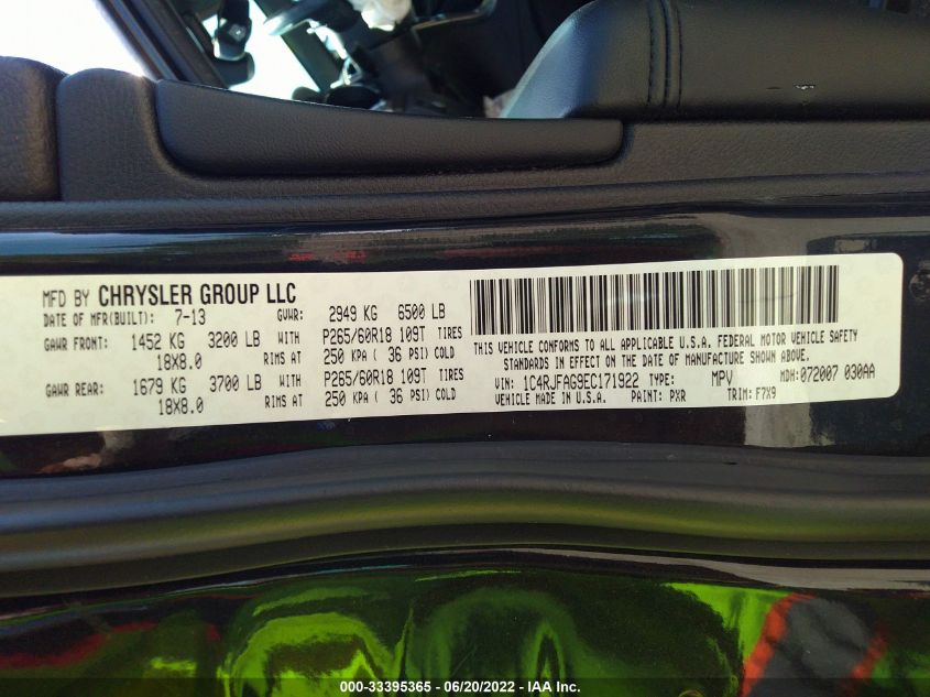 2014 JEEP GRAND CHEROKEE LAREDO 1C4RJFAG9EC171922