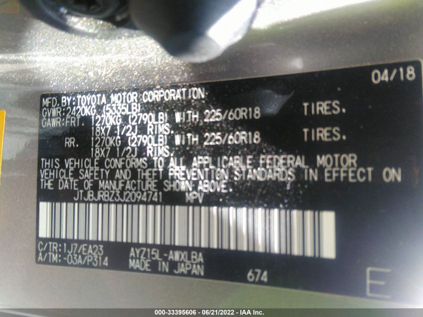 2018 LEXUS NX NX 300H JTJBJRBZ3J2094741