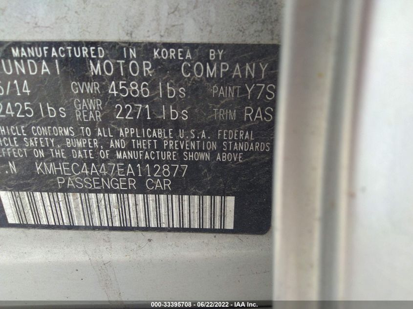 2014 HYUNDAI SONATA HYBRID LIMITED KMHEC4A47EA112877