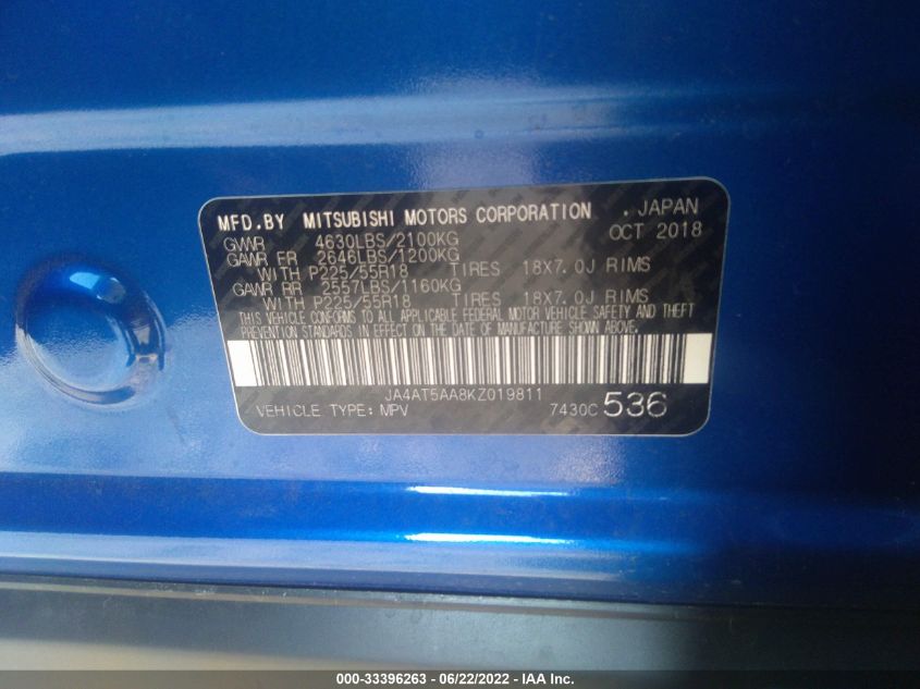 2019 MITSUBISHI ECLIPSE CROSS SE/SEL JA4AT5AA8KZ019811