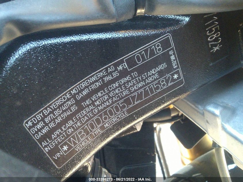 2018 BMW S 1000 RR WB10D6005JZ711582