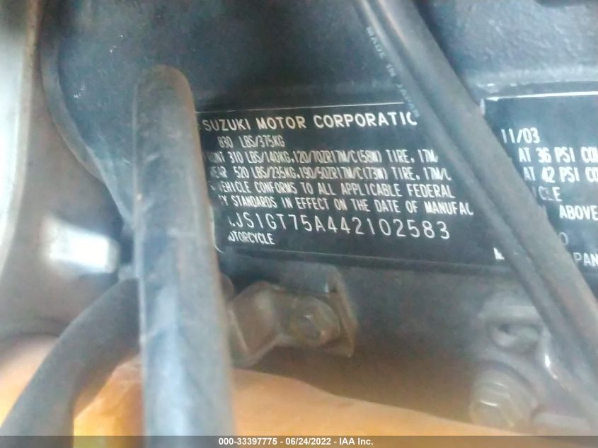 2004 SUZUKI GSX-R1000 JS1GT75A442102583