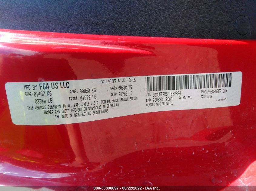 2015 FIAT 500 POP 3C3CFFAR5FT662894