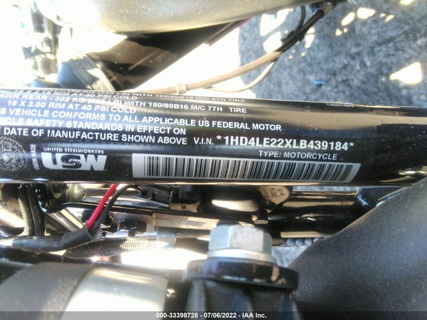 2020 HARLEY-DAVIDSON XL883 N 1HD4LE22XLB439184