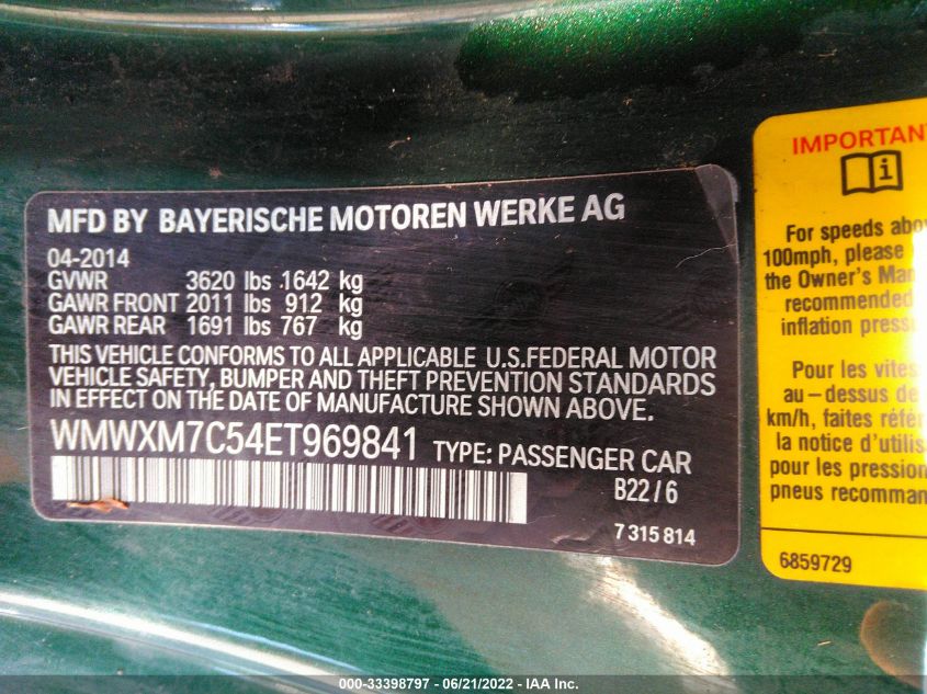 2014 MINI COOPER HARDTOP S WMWXM7C54ET969841