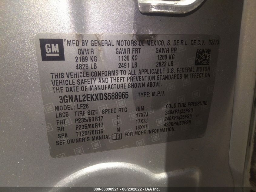2013 CHEVROLET CAPTIVA SPORT FLEET LS 3GNAL2EKXDS588965