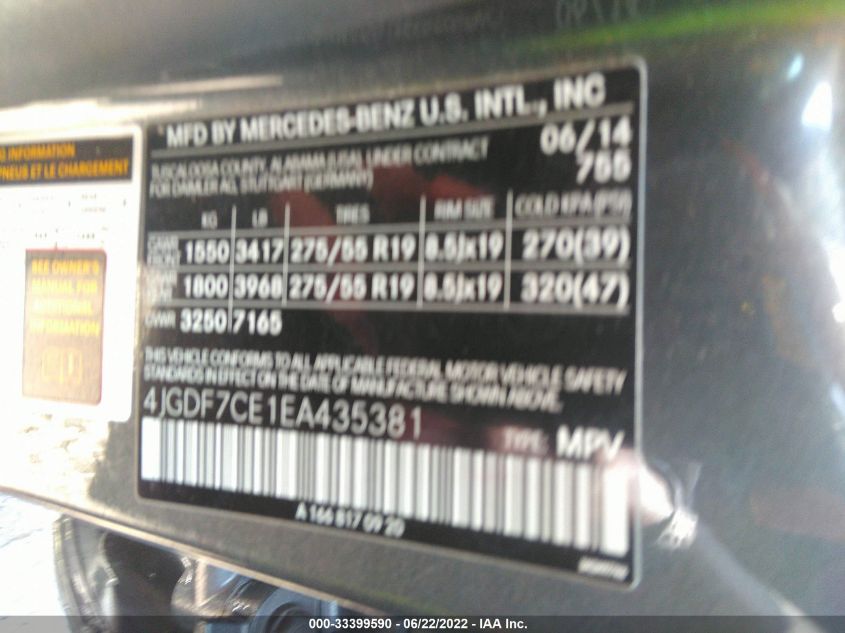 2014 MERCEDES-BENZ GL-CLASS GL 450 4JGDF7CE1EA435381