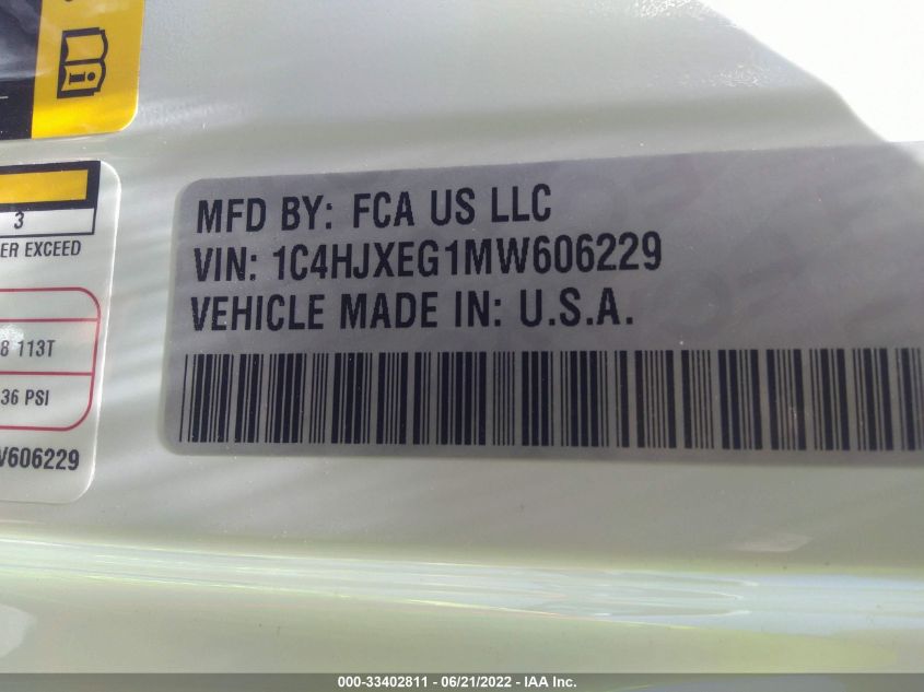 2021 JEEP WRANGLER UNLIMITED SAHARA ALTITUDE 1C4HJXEG1MW606229