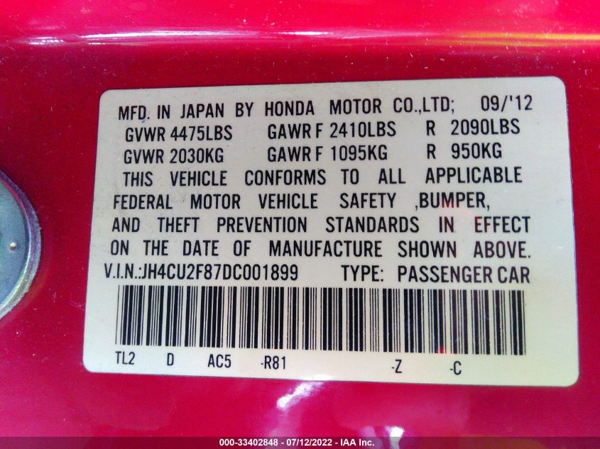 2013 ACURA TSX SPECIAL EDITION JH4CU2F87DC001899