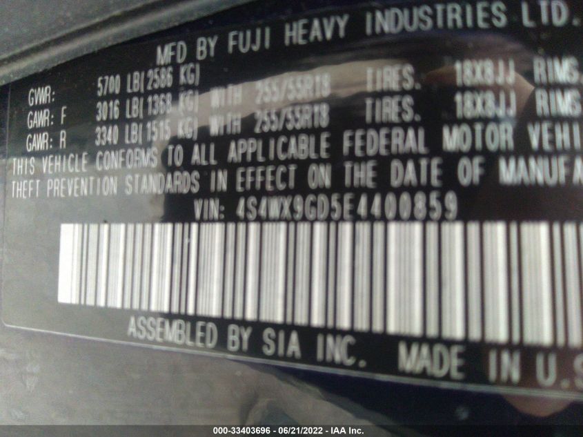 2014 SUBARU TRIBECA LIMITED/TOURING 4S4WX9GD5E4400859