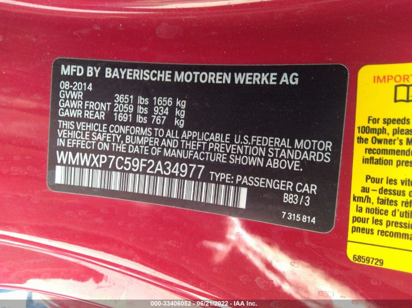 2015 MINI COOPER HARDTOP S WMWXP7C59F2A34977