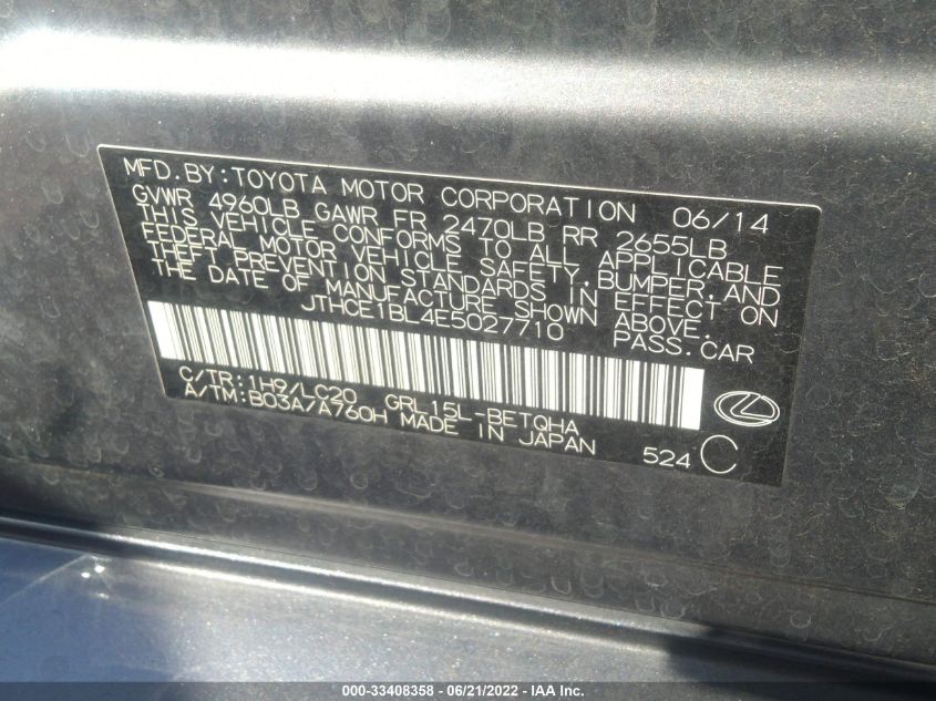 2014 LEXUS GS 350 350 JTHCE1BL4E5027710