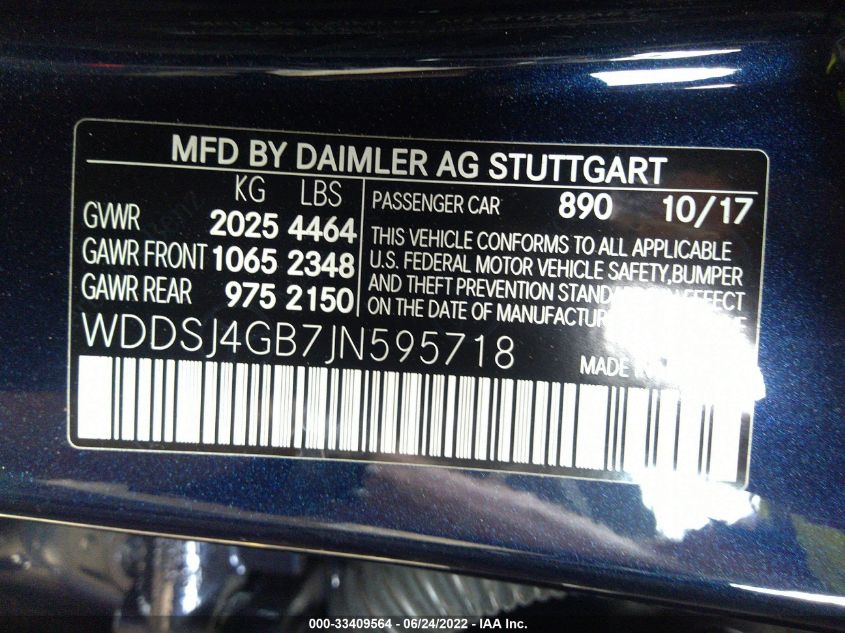 2018 MERCEDES-BENZ CLA CLA 250 WDDSJ4GB7JN595718