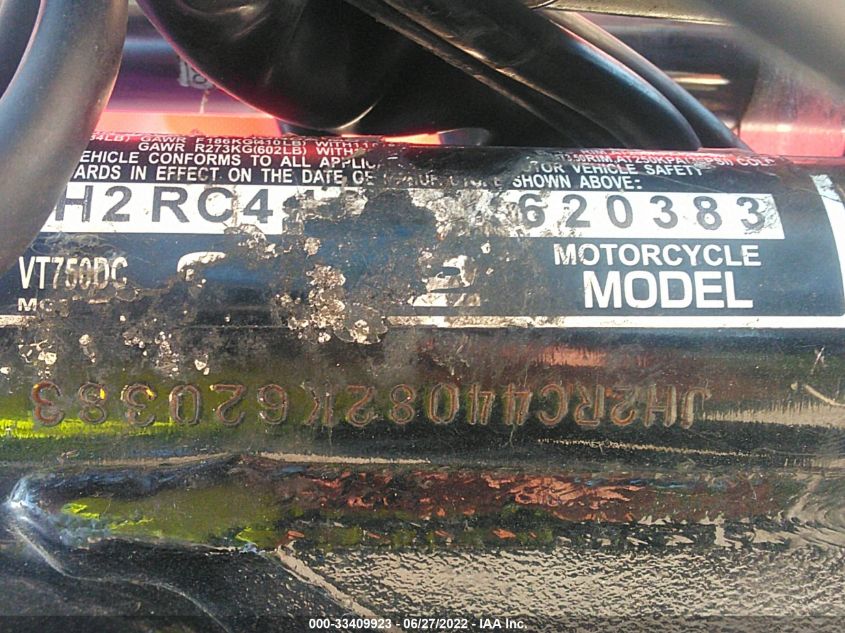 2002 HONDA VT750 DC JH2RC44082K620383