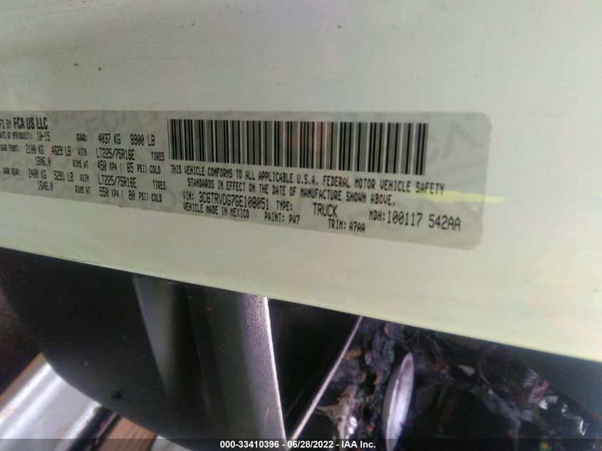 2016 RAM PROMASTER CARGO VAN 3C6TRVDG7GE108051