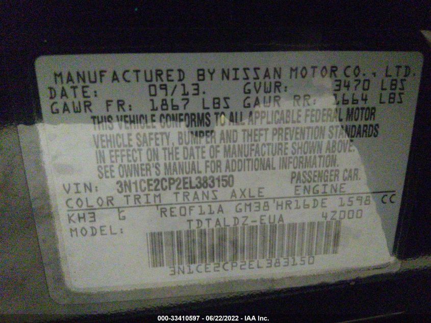 2014 NISSAN VERSA NOTE SV 3N1CE2CP2EL383150