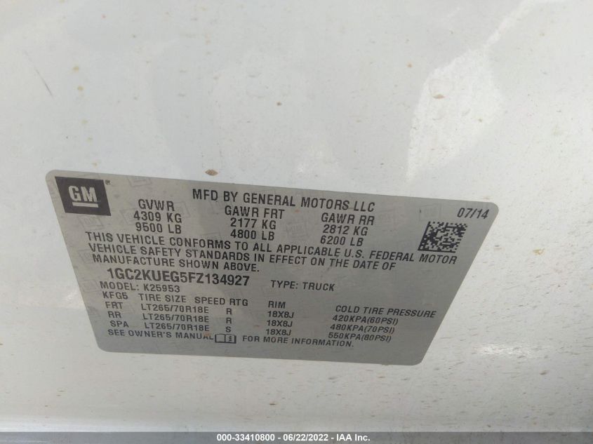 2015 CHEVROLET SILVERADO 2500HD WORK TRUCK 1GC2KUEG5FZ134927