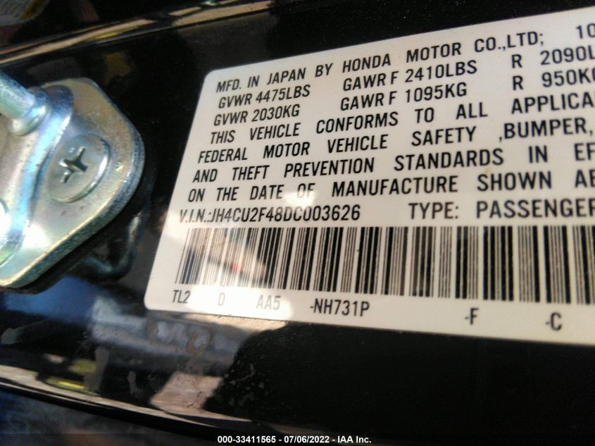 2013 ACURA TSX JH4CU2F48DC003626