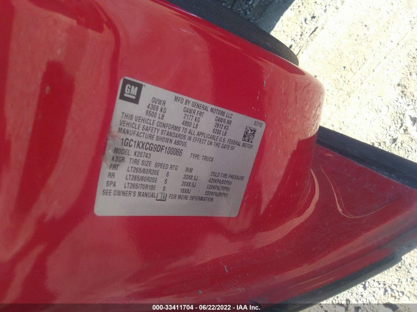 2013 CHEVROLET SILVERADO 2500HD LT 1GC1KXCG9DF100066