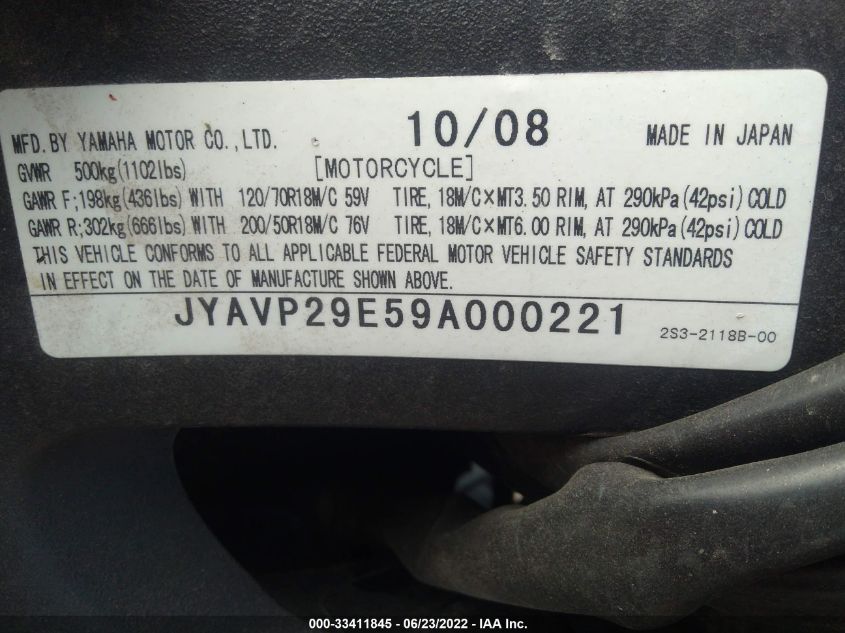 2009 YAMAHA VMX17 JYAVP29E59A000221