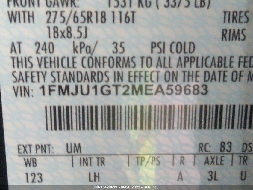 2021 FORD EXPEDITION XL 1FMJU1GT2MEA59683