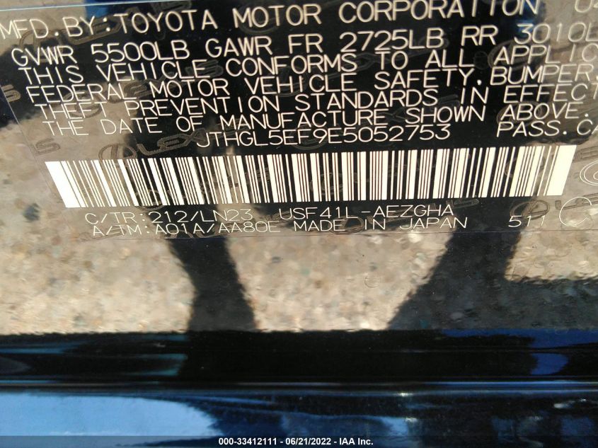 2014 LEXUS LS 460 L JTHGL5EF9E5052753