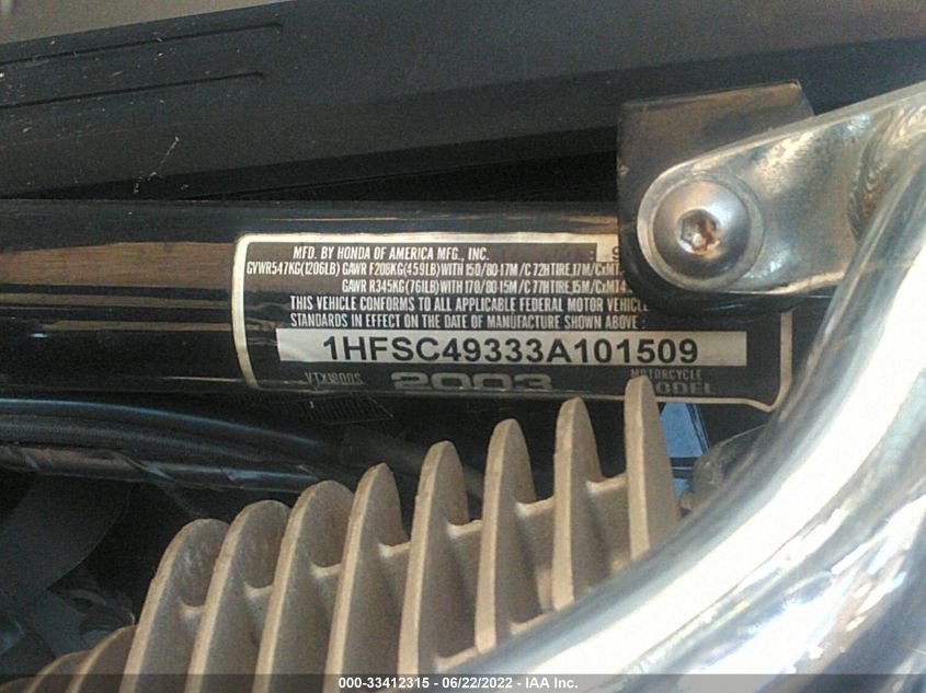 2003 HONDA VTX1800 S 1HFSC49333A101509