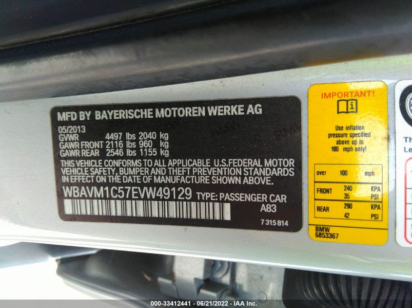 2014 BMW X1 SDRIVE28I WBAVM1C57EVW49129