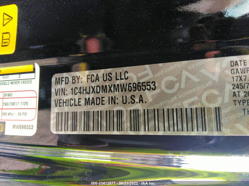 2021 JEEP WRANGLER UNLIMITED SPORT S 1C4HJXDMXMW696553