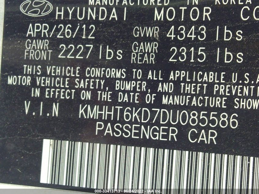 2013 HYUNDAI GENESIS COUPE 2.0T PREMIUM KMHHT6KD7DU085586