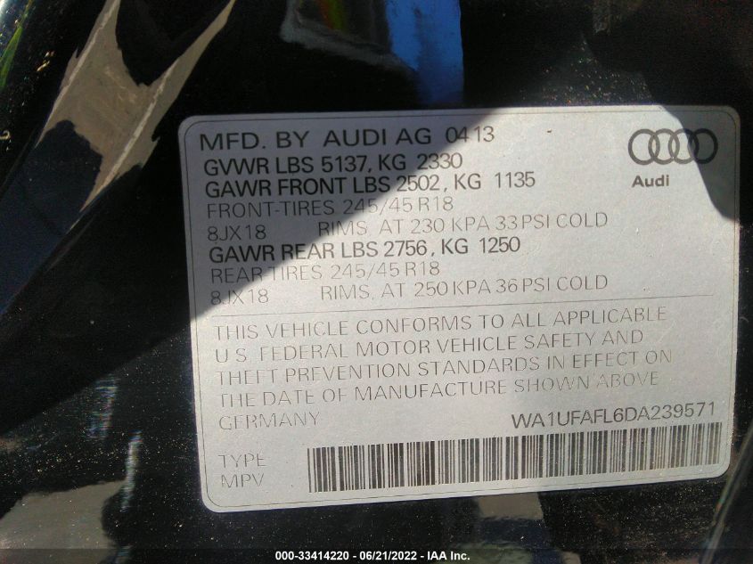 2013 AUDI ALLROAD PREMIUM PLUS WA1UFAFL6DA239571