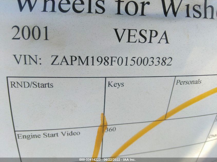 2001 VESPA M198F ZAPM198F015003382