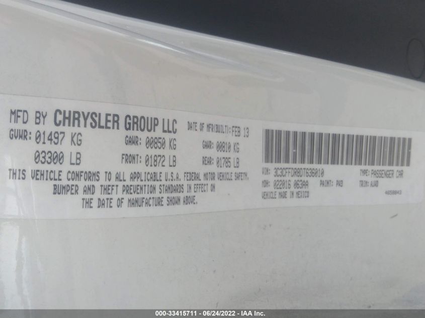 2013 FIAT 500 POP 3C3CFFDR8DT636010