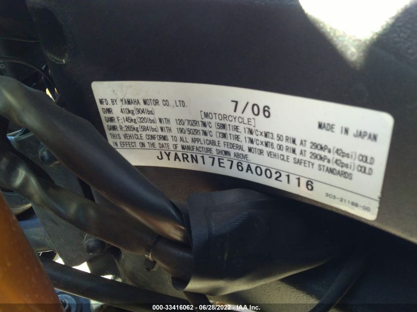 2006 YAMAHA FZ1 S JYARN17E76A002116
