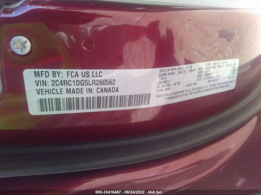 2020 CHRYSLER VOYAGER LXI 2C4RC1DG5LR260562