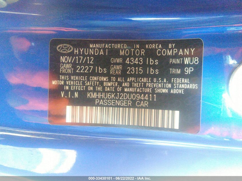 2013 HYUNDAI GENESIS COUPE 3.8 TRACK KMHHU6KJ2DU094411