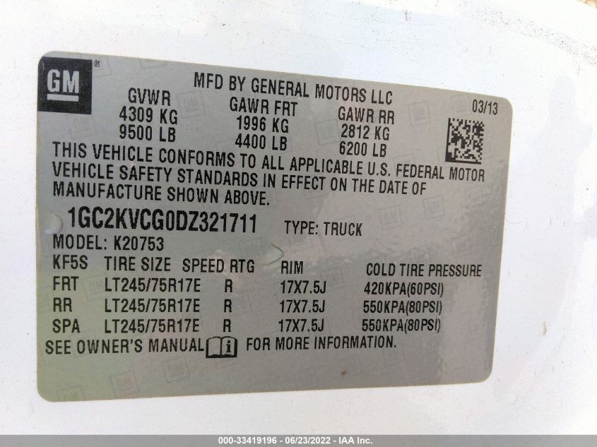 2013 CHEVROLET SILVERADO 2500HD WORK TRUCK 1GC2KVCG0DZ321711