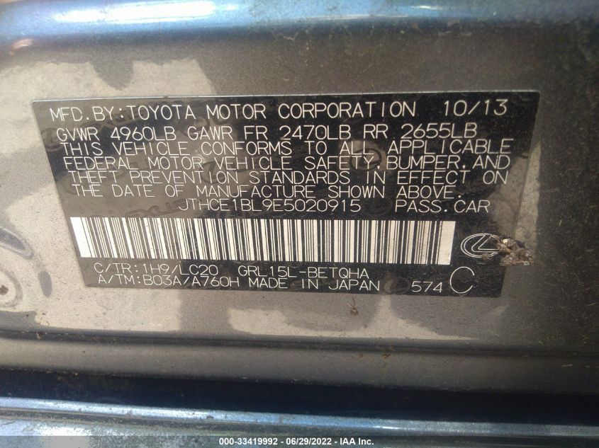 2014 LEXUS GS 350 350 JTHCE1BL9E5020915