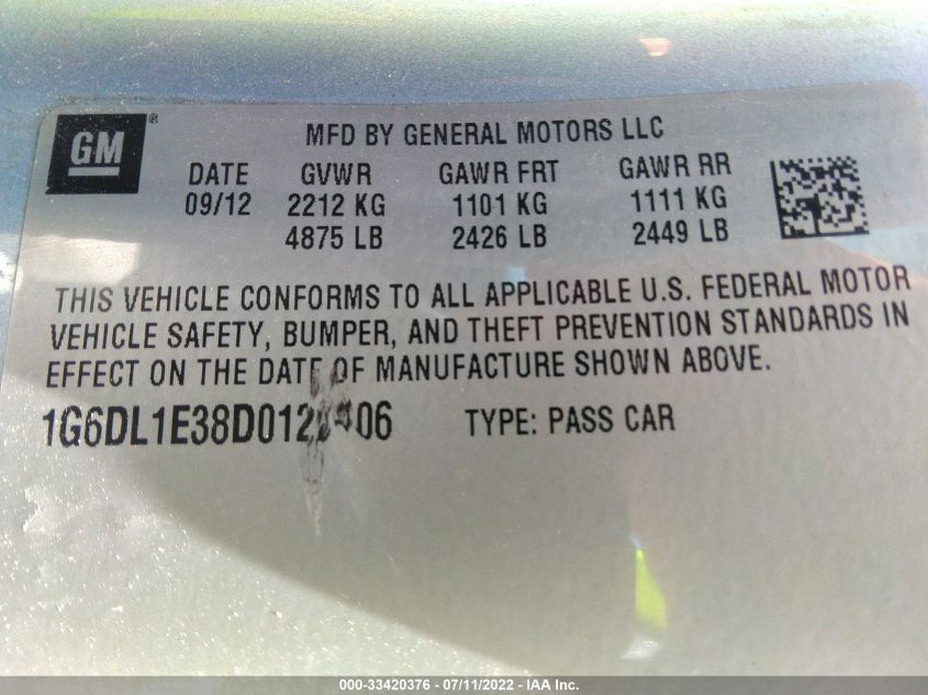 2013 CADILLAC CTS COUPE PERFORMANCE 1G6DL1E38D0122406