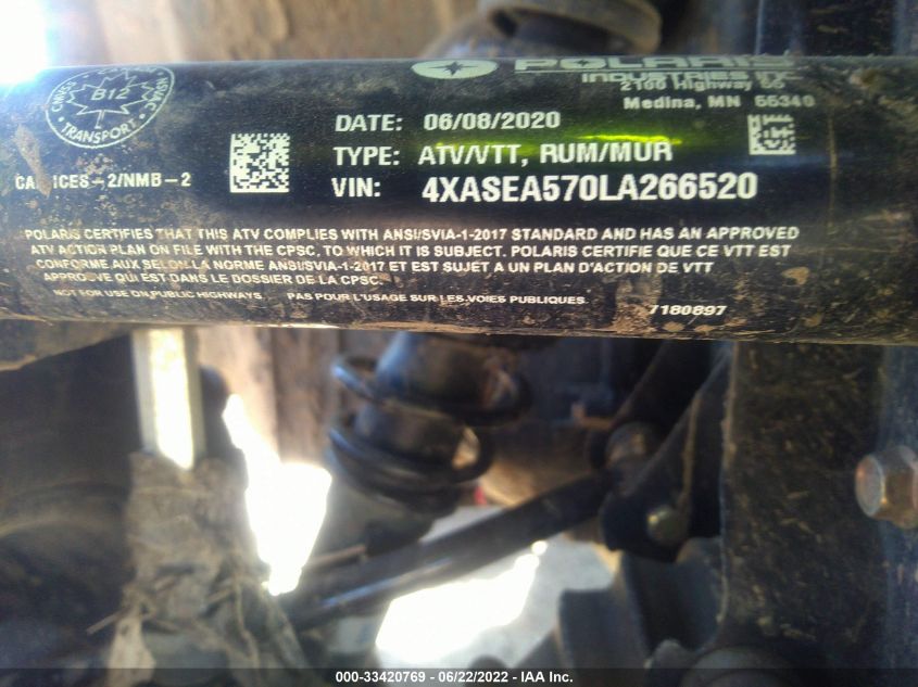 2020 POLARIS SPORTSMAN 570 4XASEA570LA266520