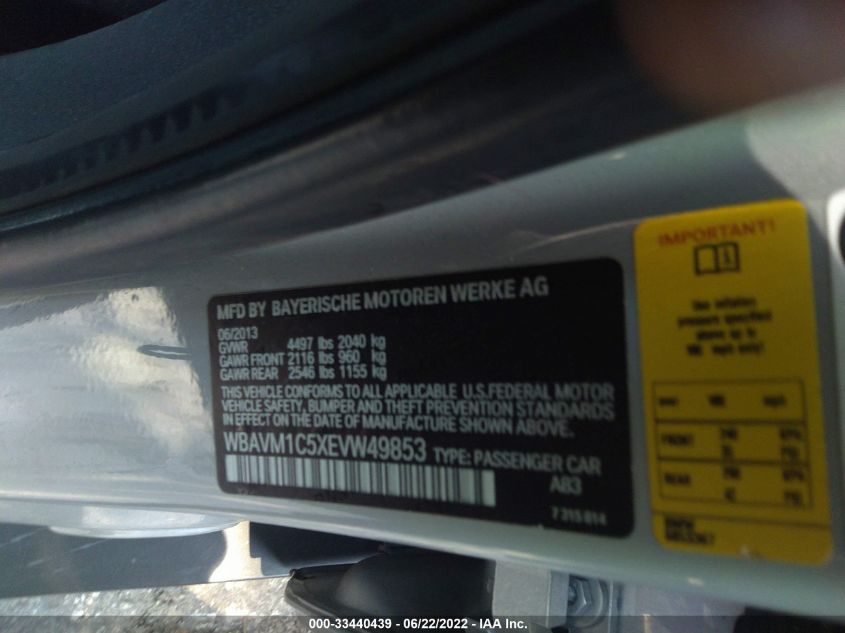 2014 BMW X1 SDRIVE28I WBAVM1C5XEVW49853
