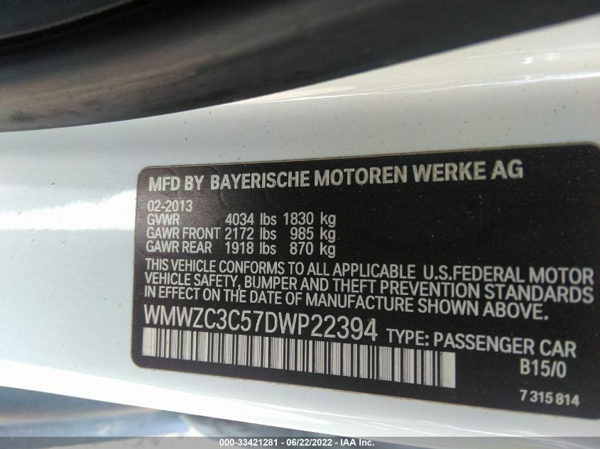 2013 MINI COOPER COUNTRYMAN S WMWZC3C57DWP22394