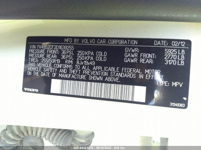 2013 VOLVO XC90 R-DESIGN YV4952CF2D1639255