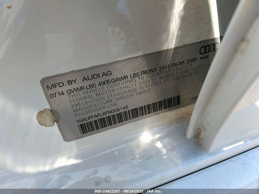 2015 AUDI A4 PREMIUM PLUS WAUFFAFLXFN009149