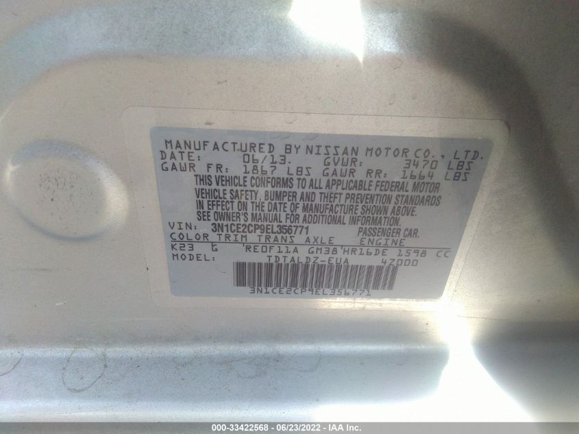 2014 NISSAN VERSA NOTE SV 3N1CE2CP9EL356771