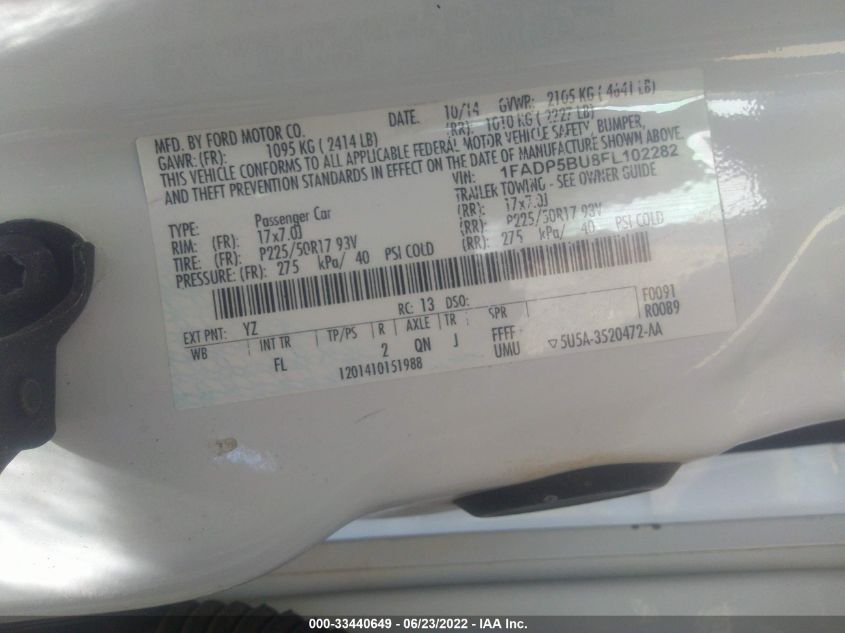 2015 FORD C-MAX HYBRID SEL 1FADP5BU8FL102282