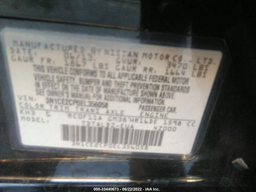 2014 NISSAN VERSA NOTE SV 3N1CE2CP0EL356058